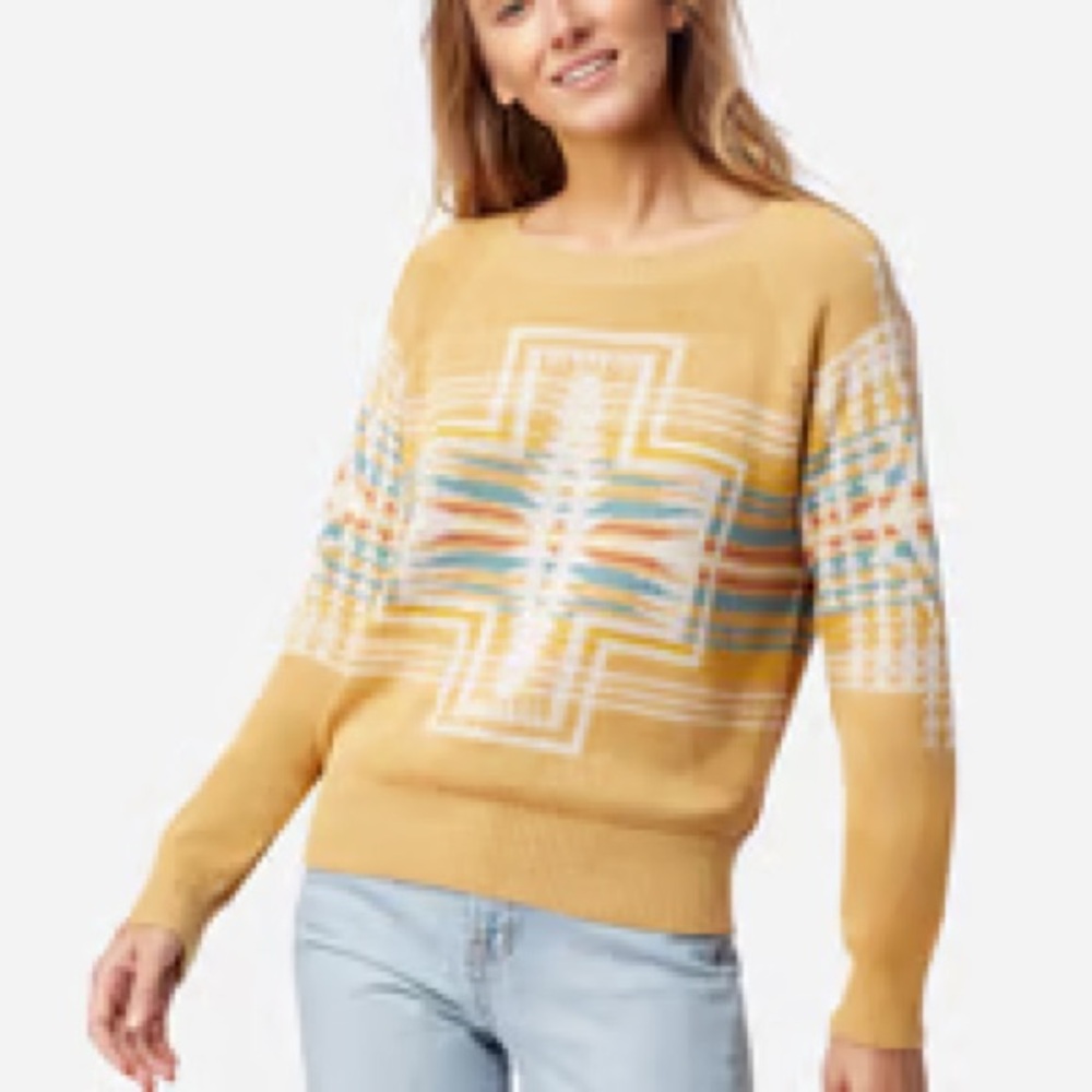 RARE Pendleton Yellow Chief Joseph Pullover Sweater Large boho Native $298
